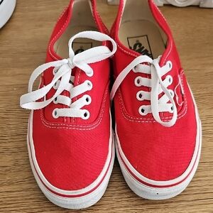 Vans Red Kids Sneakers with White Laces